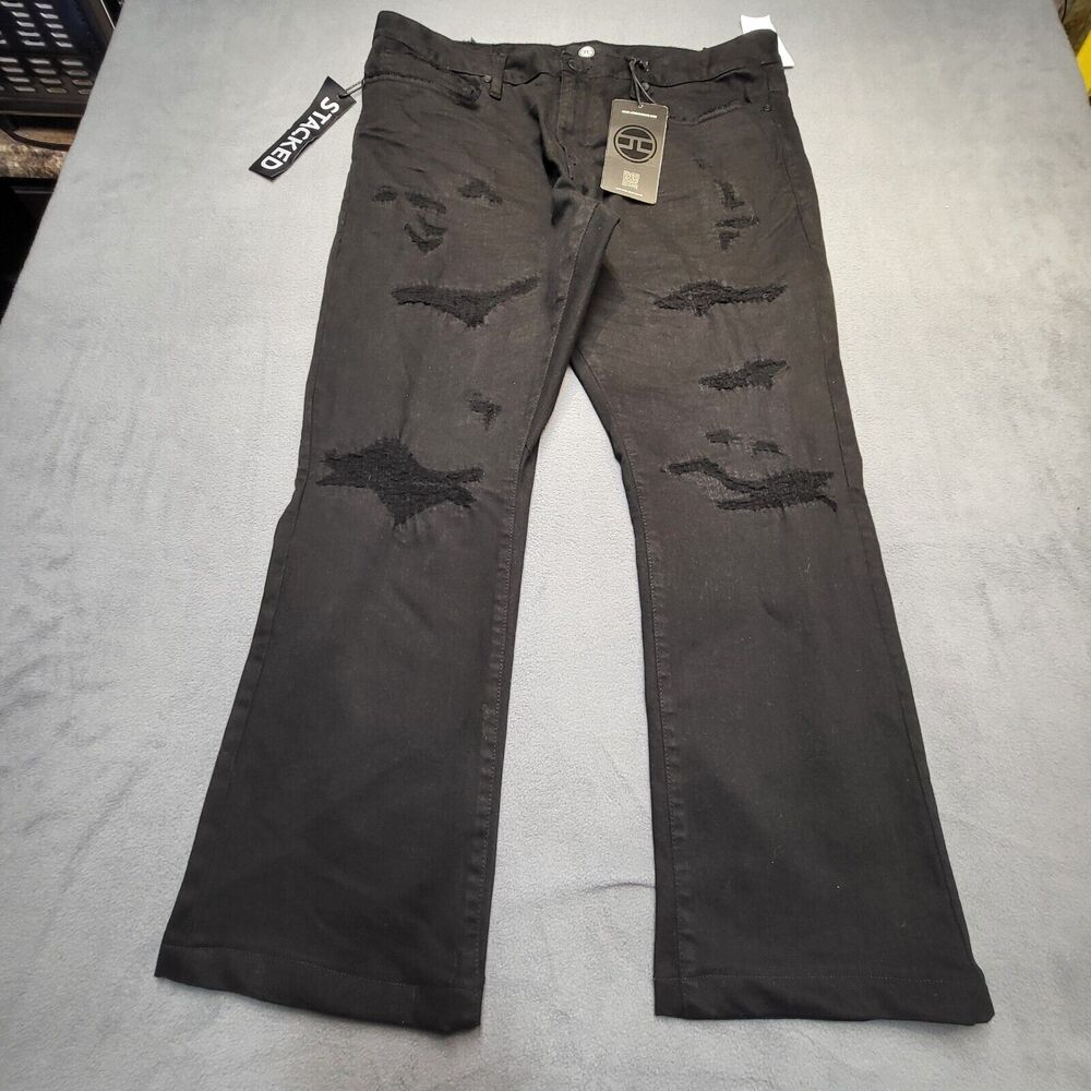Jordan Craig Jeans Mens 38x28 Black Martin Stacked Jeans Ultimate Punk Denim